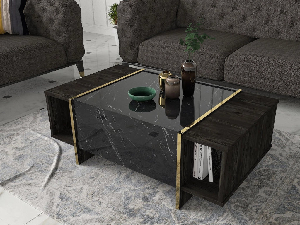 Tavolino in legno "Veyron" - 103 x 60 x 37 cm - BlackGold