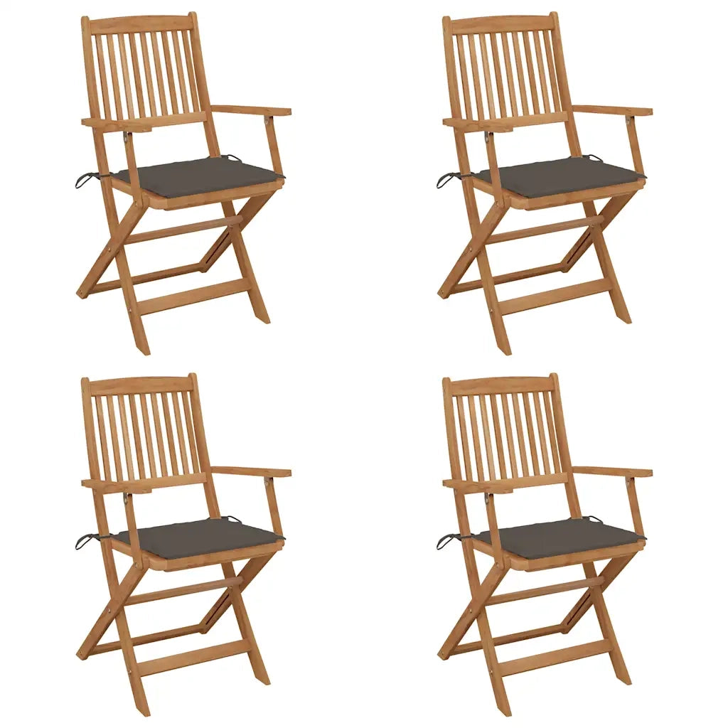 Sedie da Giardino Pieghevoli 4 pz con Cuscini Massello Acacia cod mxl 24014