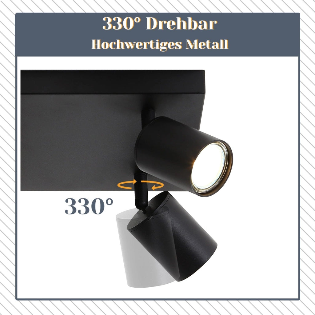 ZMH Faretto da soffitto neri 4 luci GU10 orientabili 330° stile industriale moderno per soggiorno camera