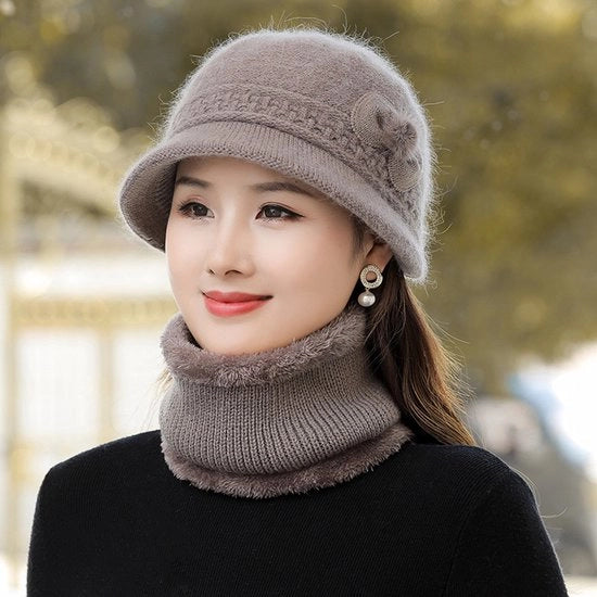 Baret invernale per donne, elegante, caldo, retro cappello con motivo floreale, cappello semplice, cappello cloche, cappello rotondo.