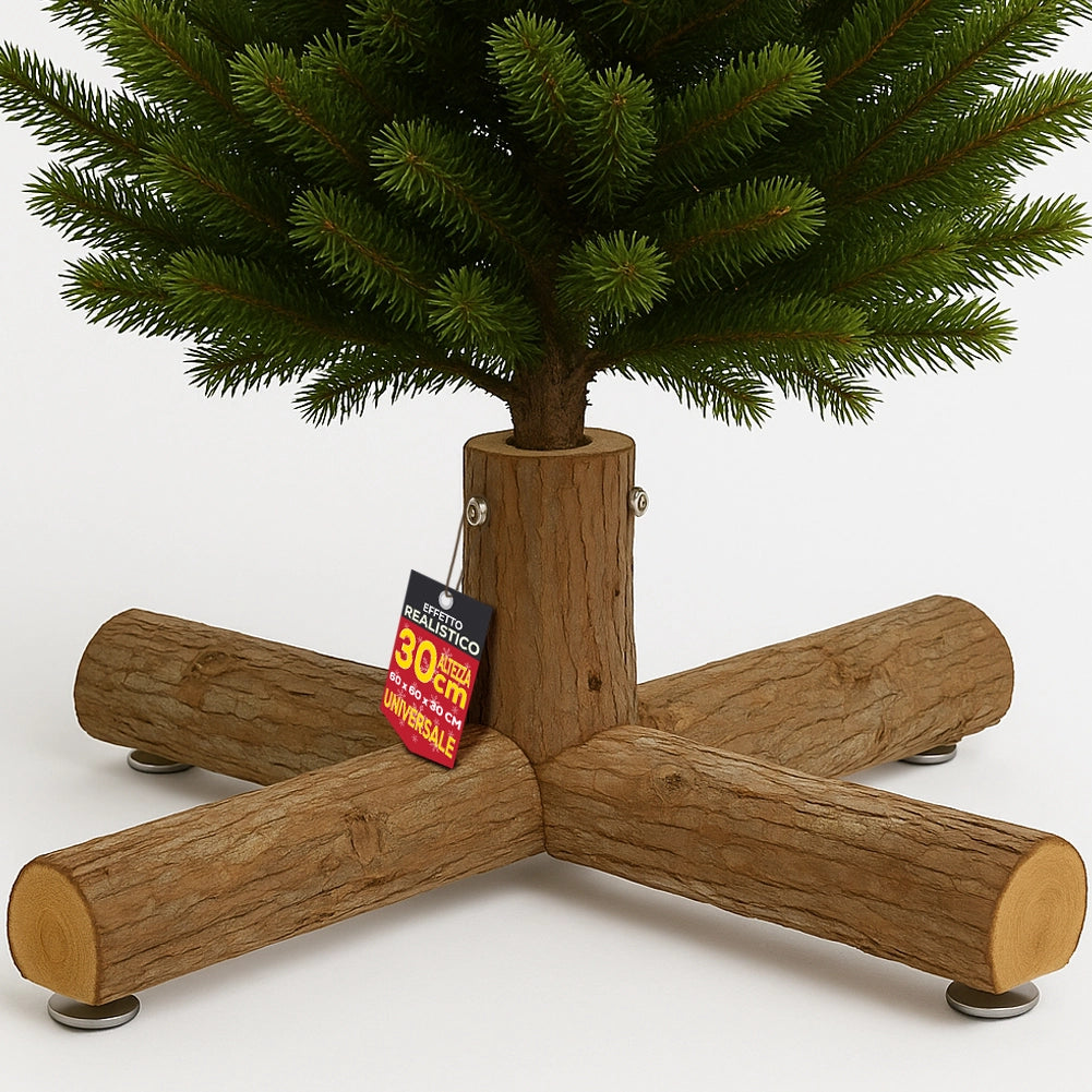Base Supporto in Legno 60x60x30cm per Alberi 180-240cm Tronchi Attacco Universale