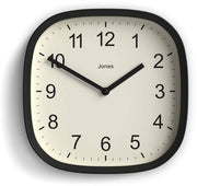 Orologio da parete | Design retro quadrato rotondo | 25 cm | Nero | Numeri ben leggibili | Ideale per la cucina o l'ufficio