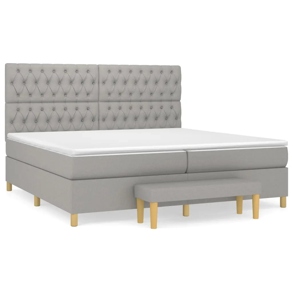 Giroletto a Molle con Materasso Grigio Chiaro 200x200cm Tessuto 3137421
