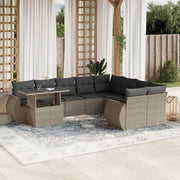 Set Divano Giardino 10 pz con Cuscini Grigio Chiaro Polyrattan 3268772