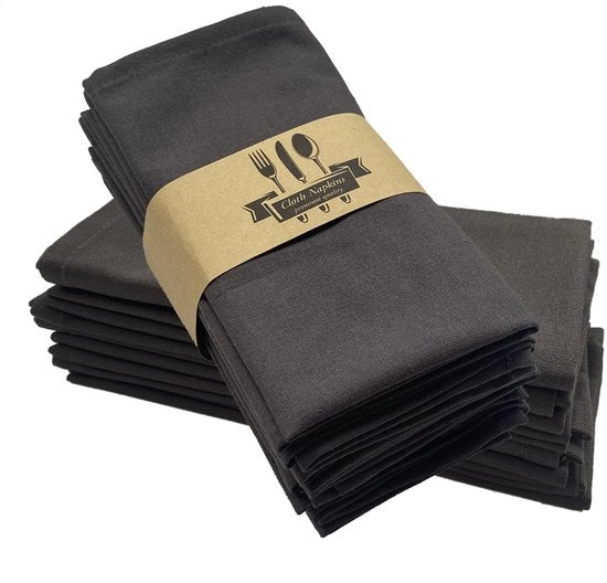 Serviette in cotone e lino - riutilizzabile - grigio-nero