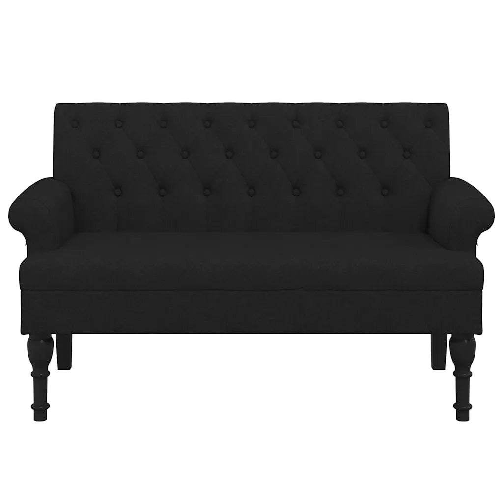 Panca con schienale nera 120x62x75,5 cm in tessuto 372122