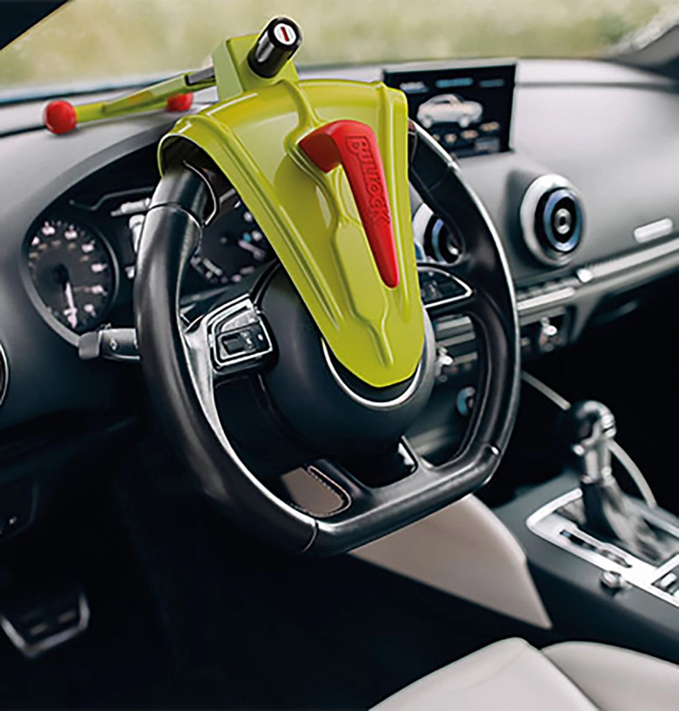 Bullock Defender Pro, Blocca Volante Antifurto Universale, Scudo di Sicurezza in Lega Rinforzata, Ideale per City Car, Giallo