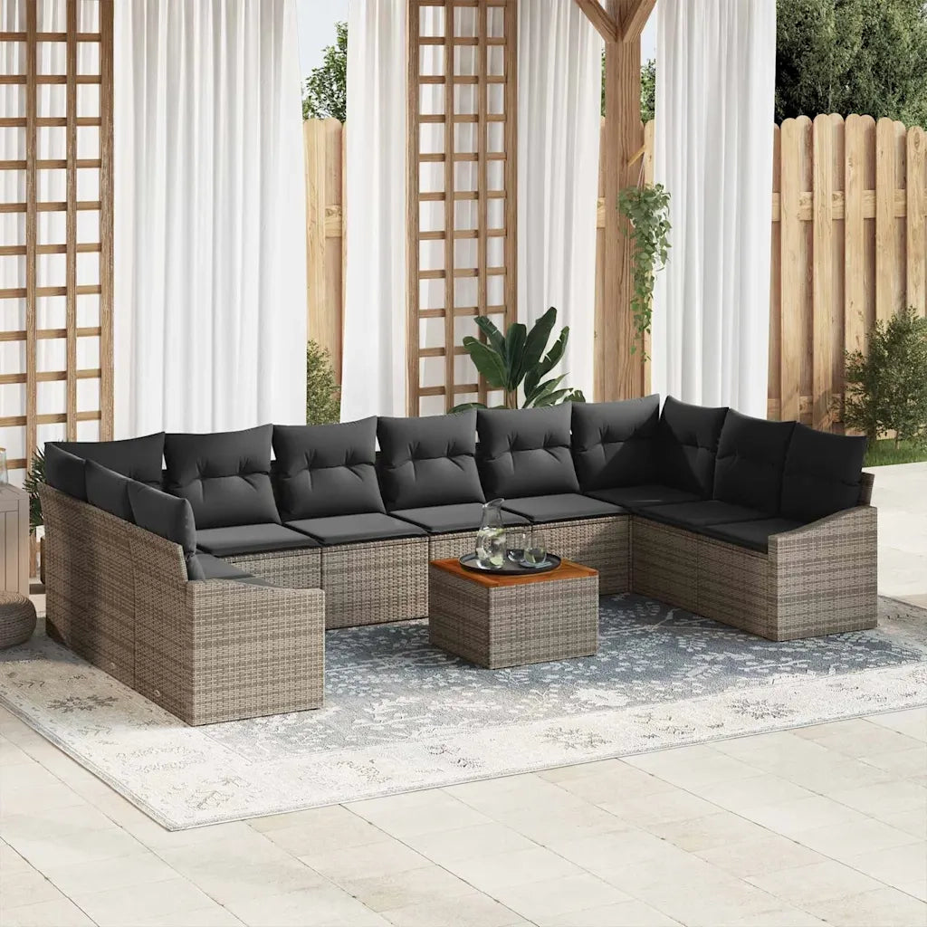 Set Divano da Giardino 11 pcs Grigio polyrattan 3356550