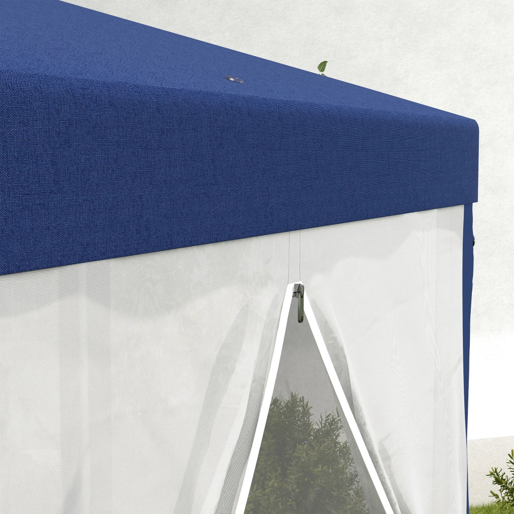 Gazebo 4x3m esagonale idrorepellente stabile e impermeabile invernale con rete zanzariera tenda da giardino con 6 pannelli laterali gazebo da giardino per il campeggio blu