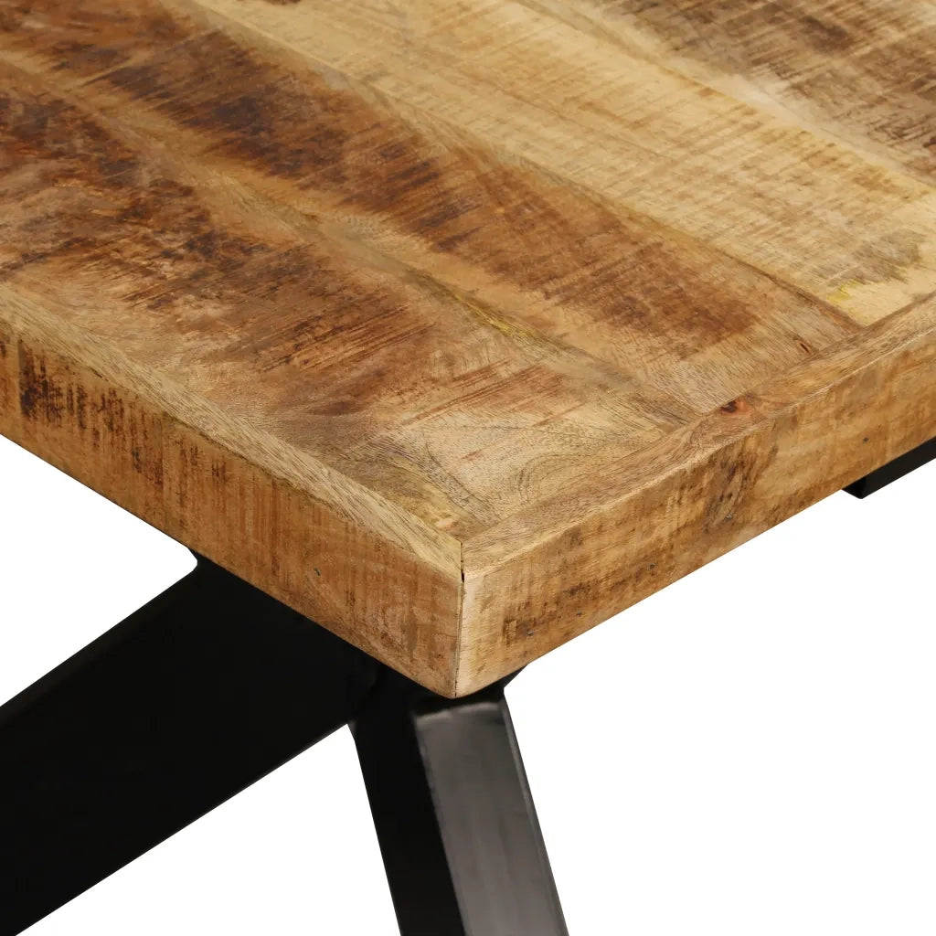 Tavolo da Pranzo in Massello di Mango e Acciaio a Croce 180 cm 244805