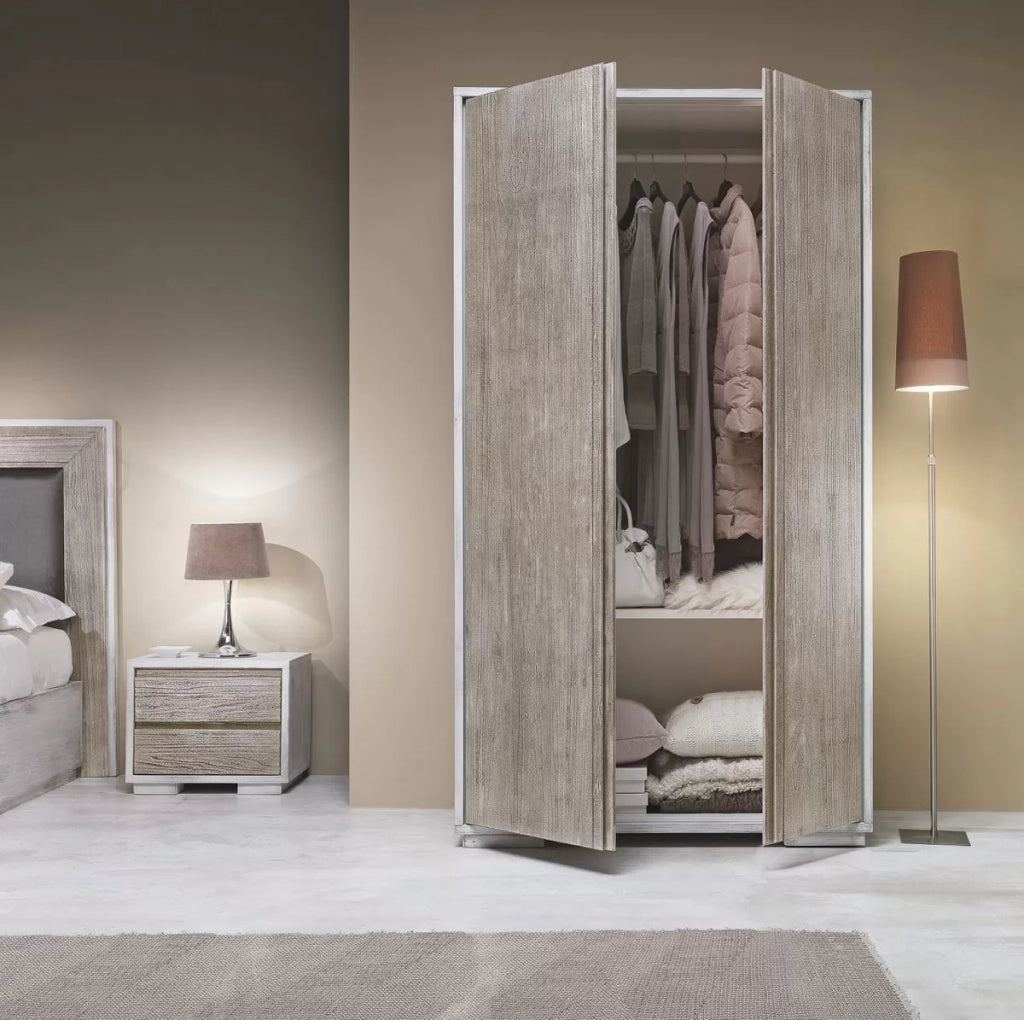 Armadio 2 porte shabby chic in legno l.120 p.60 h.220 - Mobili 2G