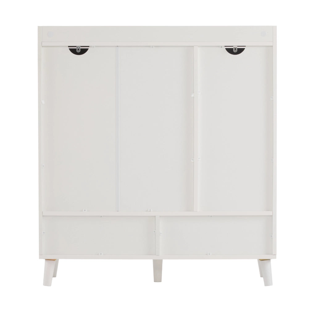 Scarpiera 90x35x99 cm con ripiani regolabili e vani aperti; pannello truciolare bianco