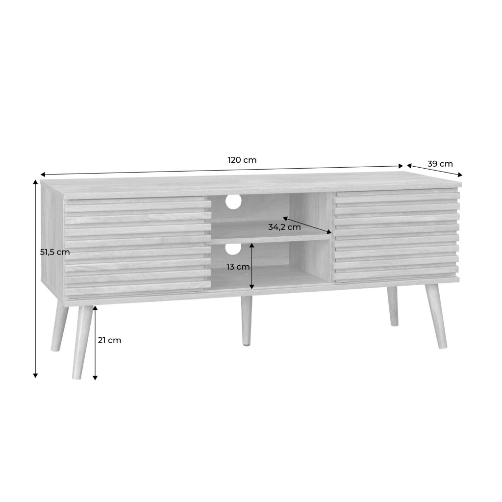 Mobile tv scandinavo a 2 ante, 120cm, marrone naturale