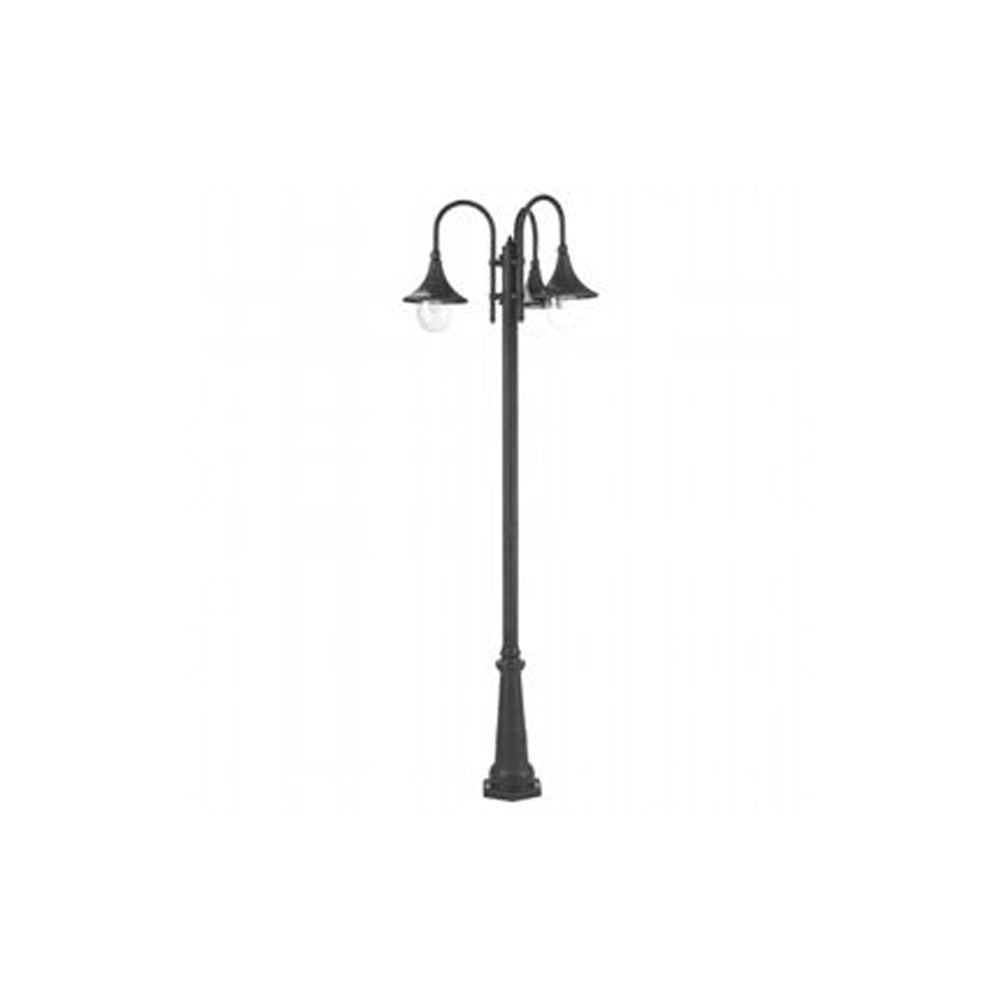 Palo Da Esterno H230Cm Lampara Alluminio E Termoplastica Nero 3 Luci E27