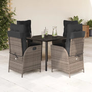 Set da Pranzo da Giardino 5 pz con Cuscini in Polyrattan Grigio 3213225