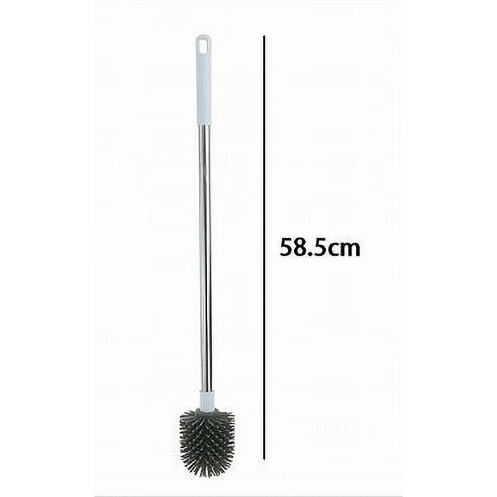 Trade Shop - Scopino Wc Spazzola Bagno Setole In Silicone Manico Acciaio Plastica Lungo 87623 -