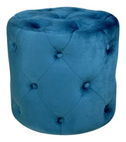 Pouf in velluto capitonné blu petrolio, poggiapiedi - Honey - PO27HO