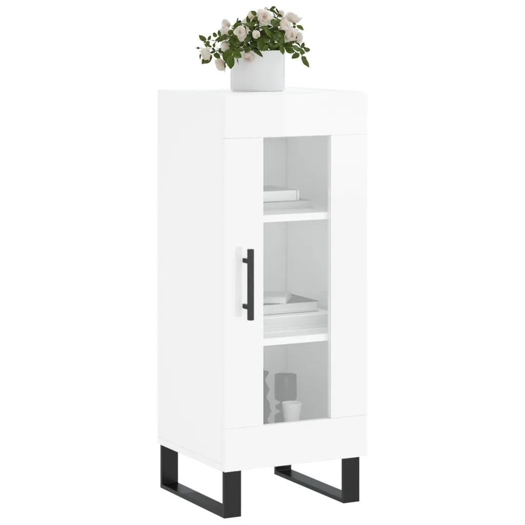 Credenza Bianco Lucido 34,5x34x90 cm in Legno Multistrato 828822
