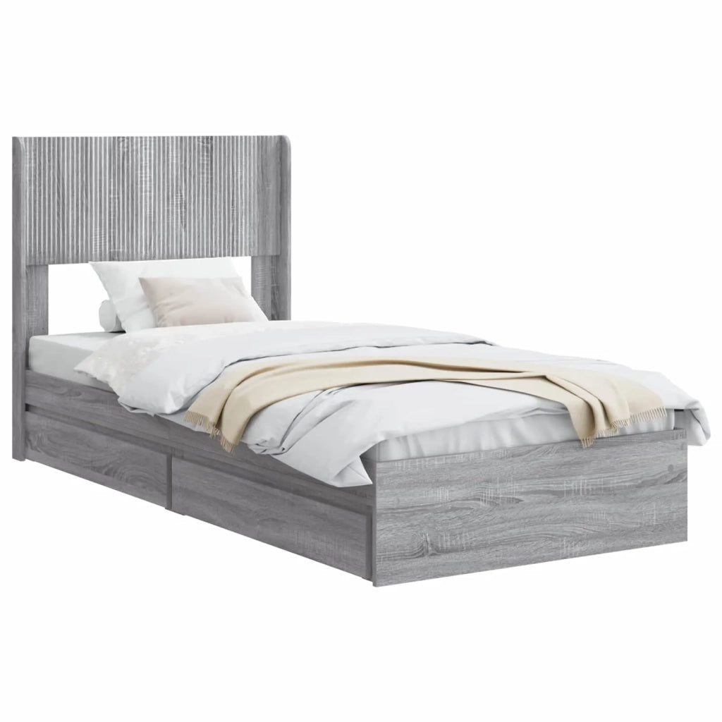Struttura del letto con stoccaggio e testata-Giroletto con contenitore Sonoma grigio 627506