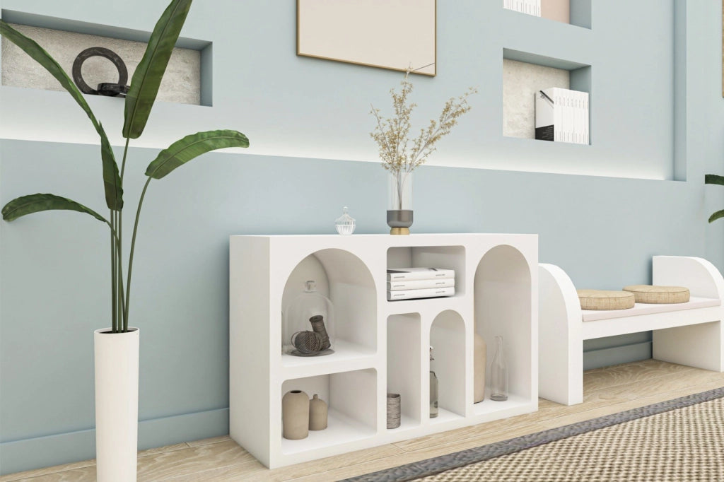 Credenza in legno "Liva" - 120 x 37 x 74 cm - Bianco