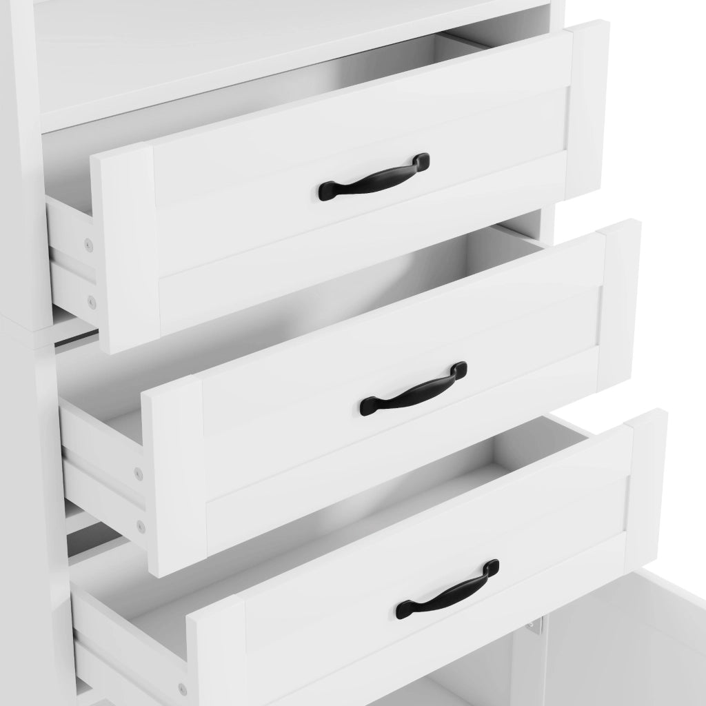 Mobile da bagno con 1 anta; 3 cassetti e ripiani regolabili per bagno in MDF bianco 56×25.6×167 cm