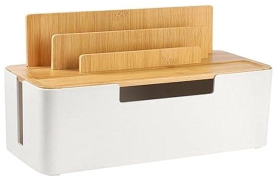 Cassetta di gestione cavi - organizzatore multifunzionale - 1 pezzo - bianco - legno