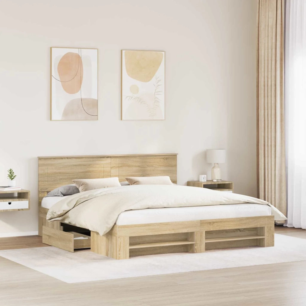 Struttura del letto con testiera Rovere Sonoma 180 x 200 cm 3408734