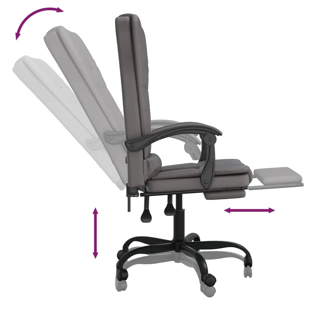 Poltrona da Ufficio Massaggiante | Sedia Relax Reclinabile Grigio Similpelle