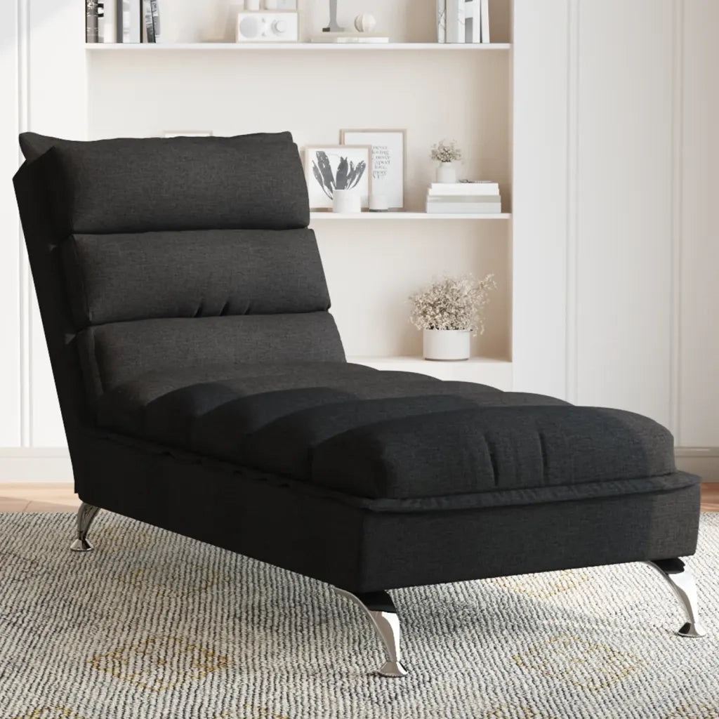 Sdraio con Cuscini Nero in Tessuto 379470