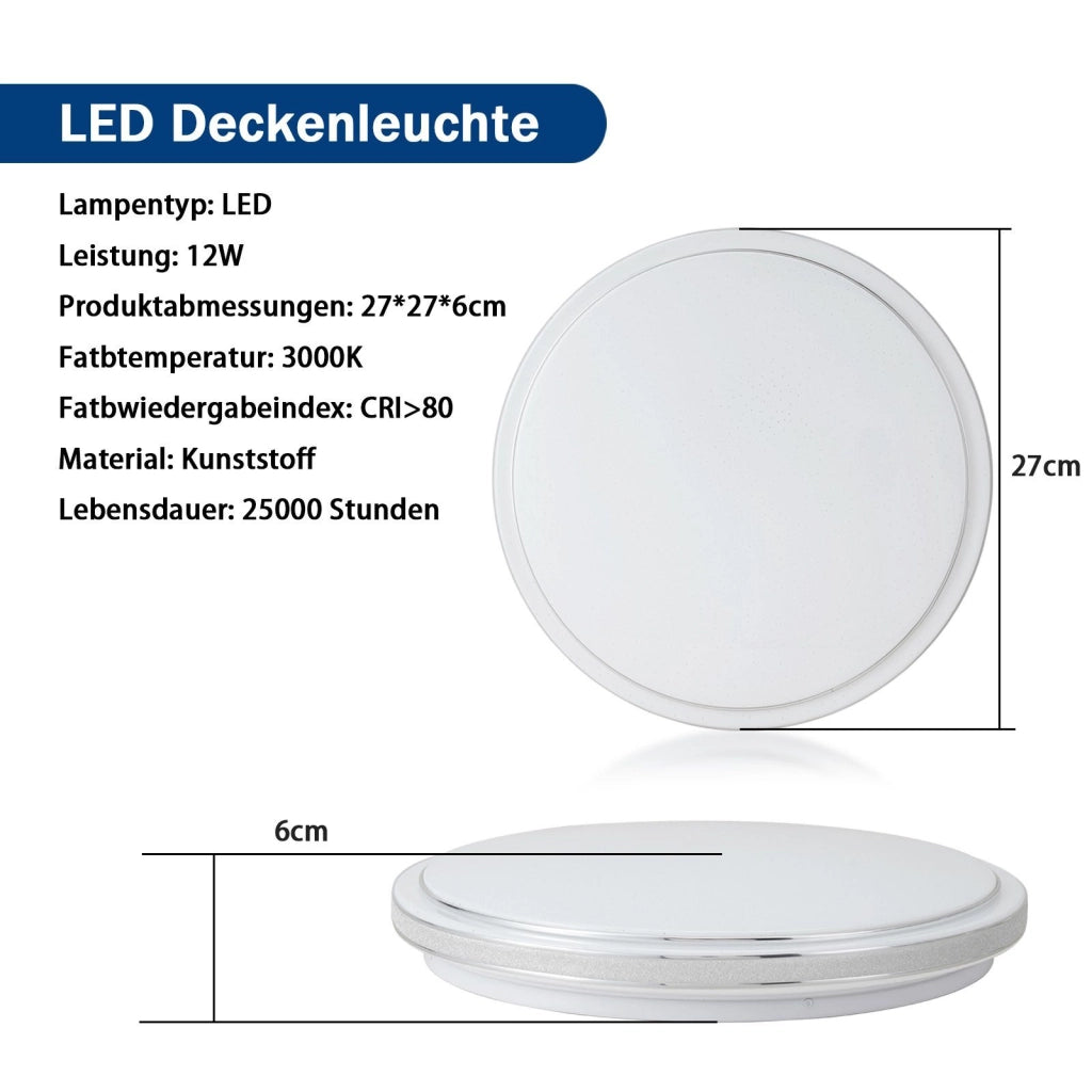 ZMH Lampada da soffitto LED cielo stellato 12W 27cm bianco caldo per camera letto cucina soggiorno
