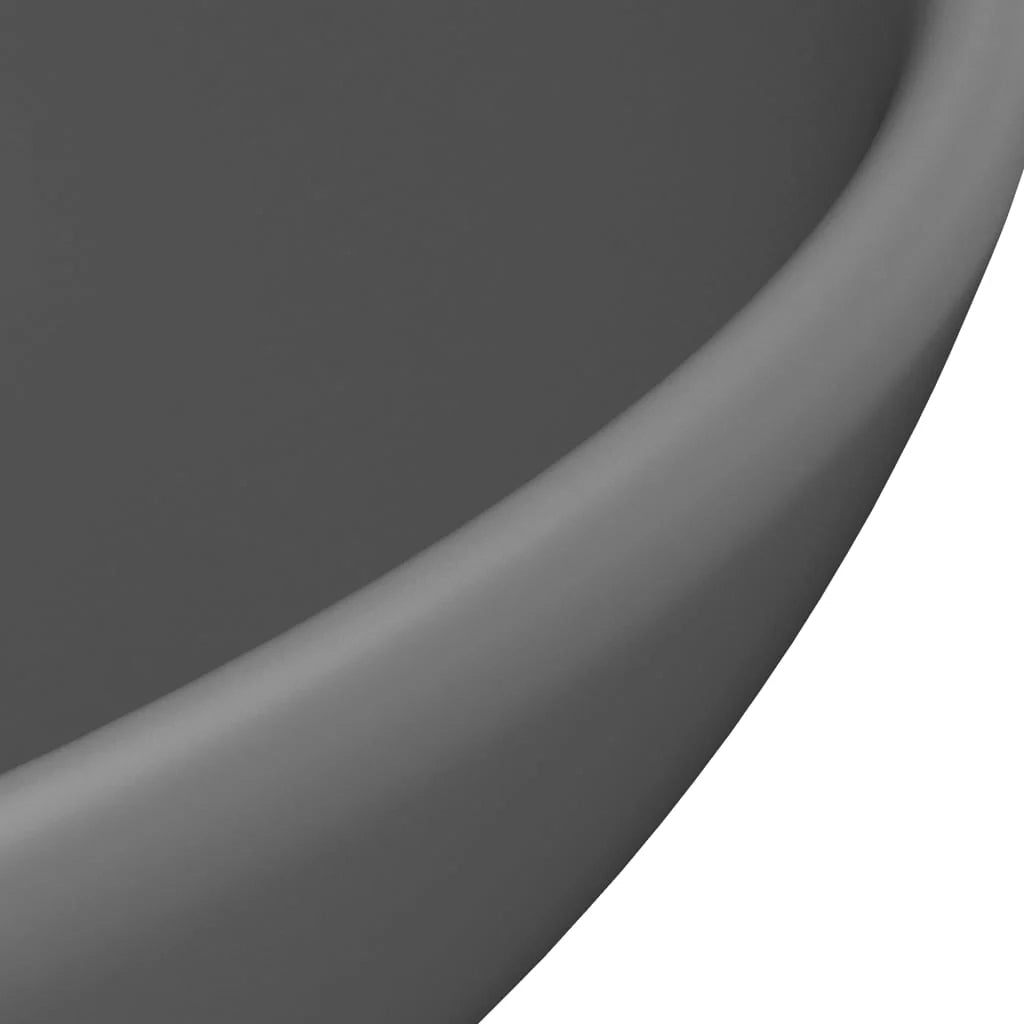 Lavandino da bagno rotondo di lusso diametro 32,5 cm ceramica grigio scuro opaco 02_0002714