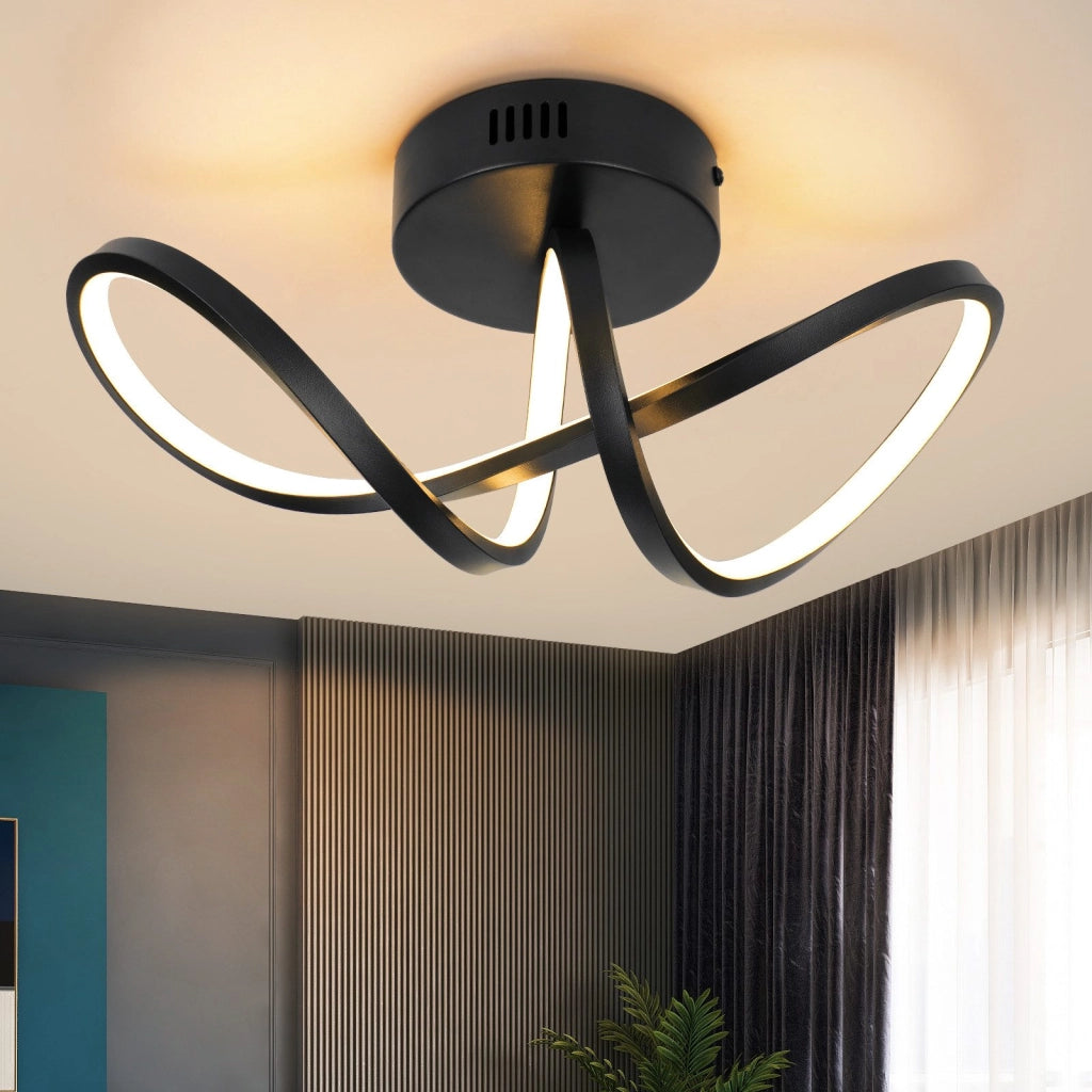 ZMH Lampada da soffitto plafoniera LED moderna nera 12W 3000K per soggiorno camera letto cucina