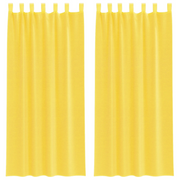 Tende in Voile con Tasche per Aste 2 pz Giallo