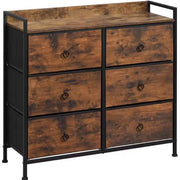 Scatola per abiti con 6 ripiani - Cassetto con superficie in legno e struttura in metallo - Adatto per camera da letto, ingresso o soggiorno - Stile vintage marrone - Con bordo laterale e gambe regolabili - 80x29x78 cm