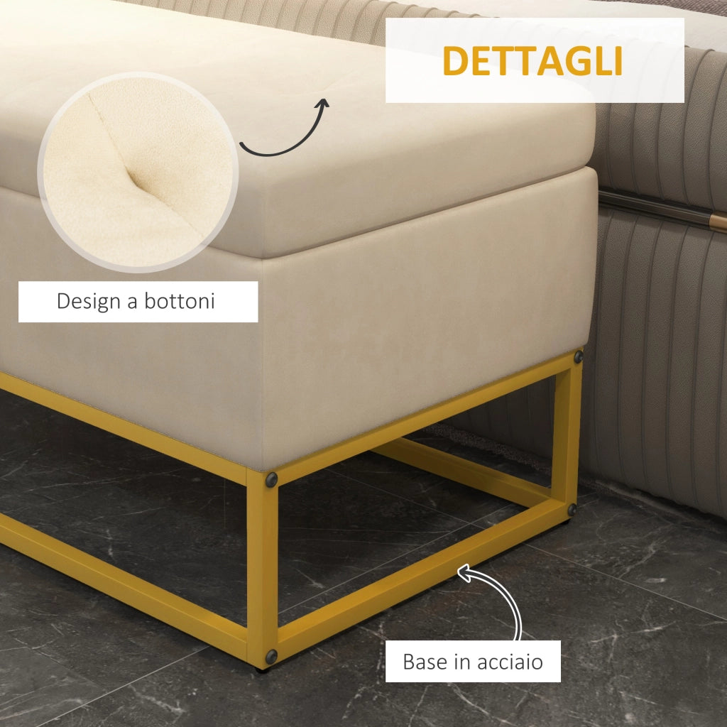 Panca Contenitore con Seduta Imbottita ¨C zephmum ¨C 110x44x49 cm, Beige