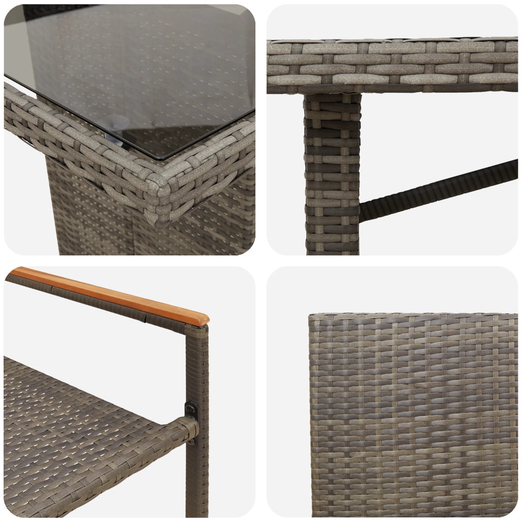Set pranzo giardino  7 pezzi grigio polyrattan
