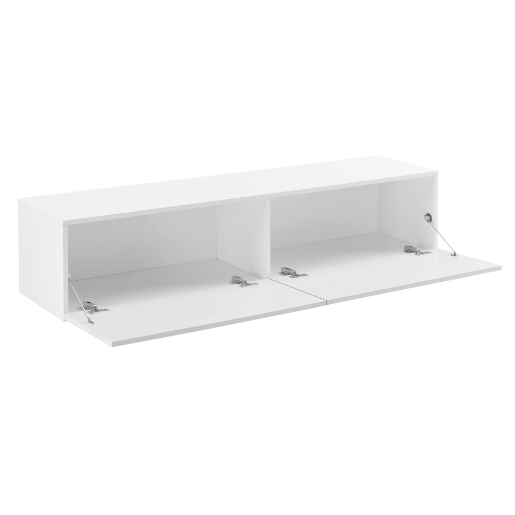 Mobile Pensile Porta TV Evaton da Parete 140 x 33 x 30 cm - Bianco Lucido [en.casa]