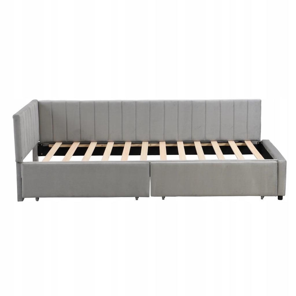 Divano letto 90x200 - Xylo - Grigio velluto, 2 cassetti