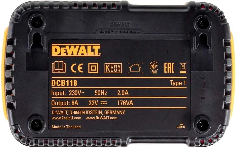 2 batterie DCB547 18 V/54 V XR FLEXVOLT 9.0ah + caricatore rapido DCB118, 18 V, colore: Giallo