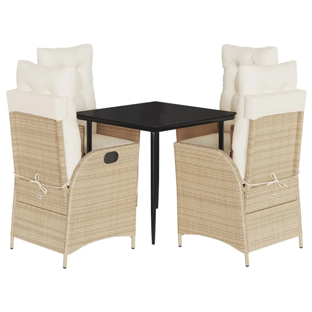 Set da Pranzo da Giardino 5 pz con Cuscini Beige in Polyrattan 3213435