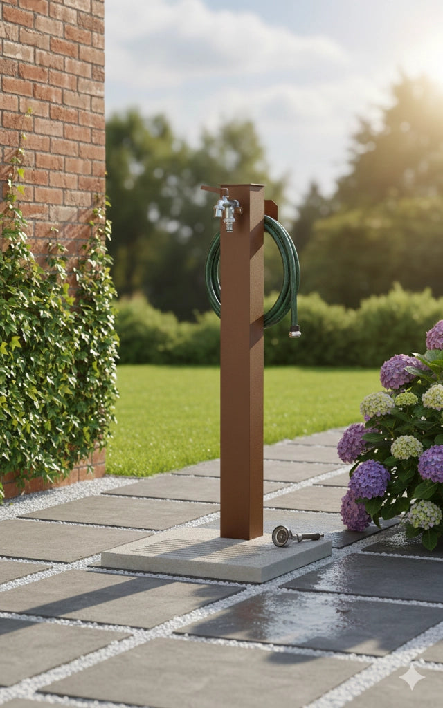 Fontana da Giardino con Rubinetto Base e Portagomma Belfer 42/QRRB Ruggine