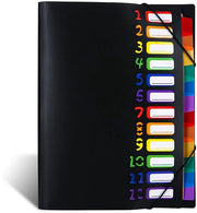 Documentenmap A4 accordeon con 12 contenitori, cartella portatile in plastica, ordine e catalogazione con cerniera e elastico, per ufficio e scuola.