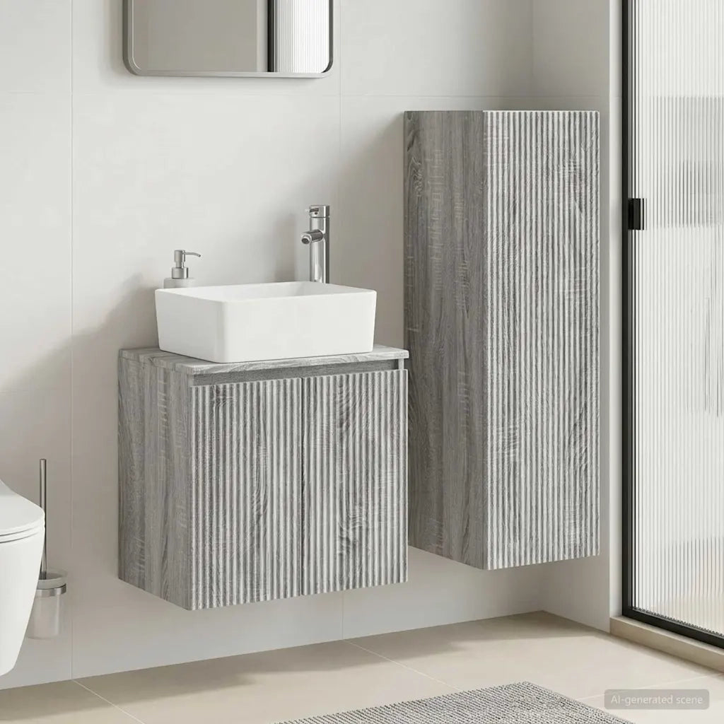 Set di mobili per il bagno 2 pz Sonoma grigio 3406129