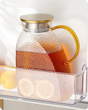 Karaffa in vetro con coperchio in acciaio inossidabile, porta acqua ermetica per bevande calde o fredde (1,8 l/63 oz.)