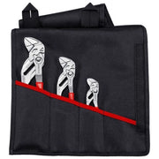 Knipex 00 19 55 S6 Set di Pinze Regolabili 3 Pezzi con Custodia Arrotolabile Lunghezze 125 180 250 mm Materiale Acciaio al Cromo-Vanadio Impugnatura Rivestita in Plastica Funzione Cricchetto Tipo di Mascelle Lisce Parallele Colore Rosso