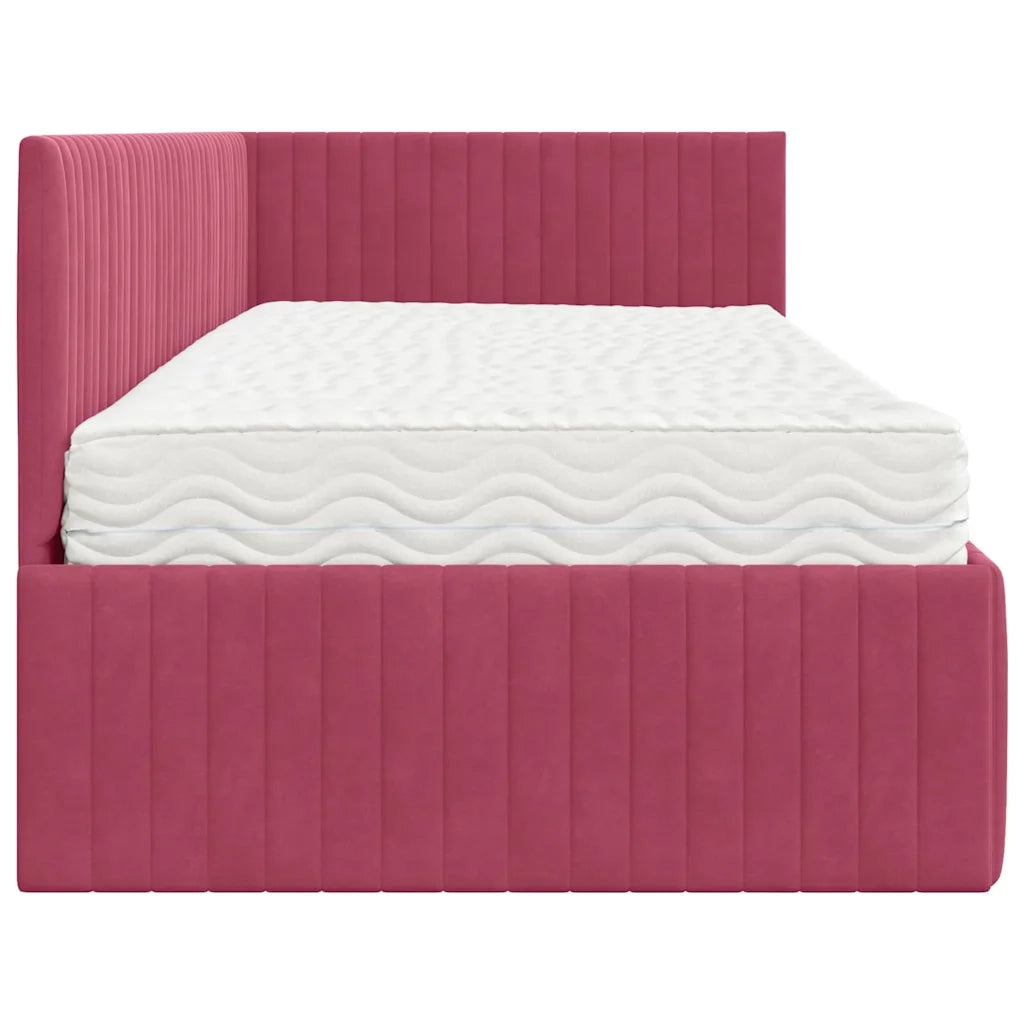 Struttura Letto Angolare con Materasso 2 pcs Verde Velluto