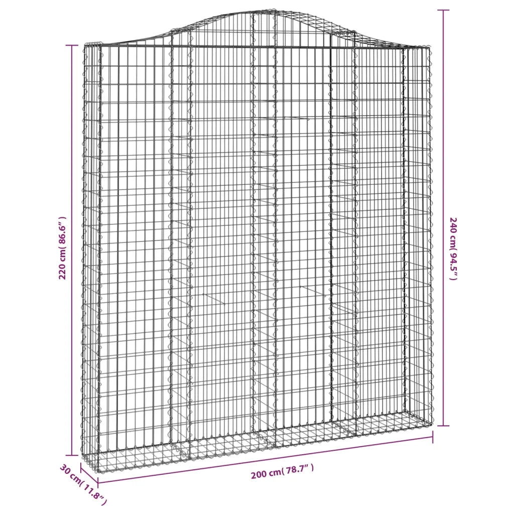 Cesti Gabbioni ad Arco 2 pz 200x30x220/240 cm Ferro Zincato 3145556