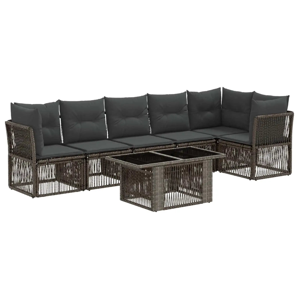Set Divano da Giardino 7 pz Grigio polyrattan 3436469