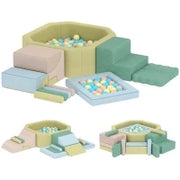 Set 15 Blocchi di Costruzioni Morbide Modulabili per Bambini con 200 Palline per Uso Interno, Multicolore