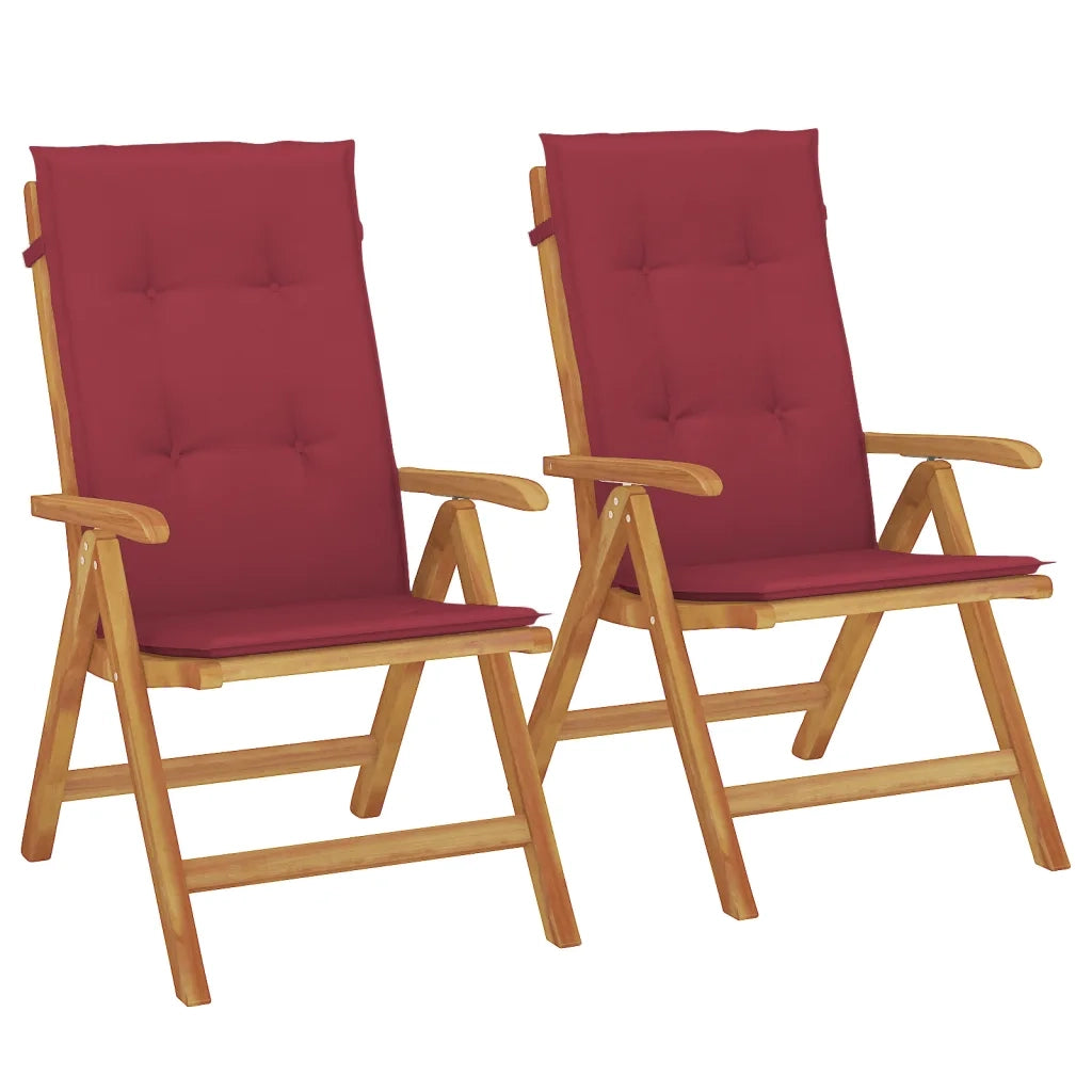 Sedie da Giardino Reclinabili con Cuscini 2 pz in Legno di Teak 3196442